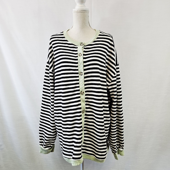 NWOT Free People Classic Striped Cardigan size Large - Picture 5 of 14